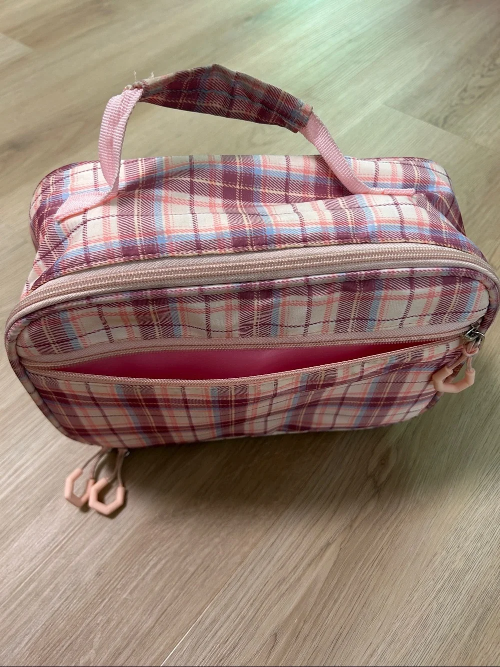 Kids Plaid School Backpack with Bunny Charm-Girls Bunny Backpack with lunchbox